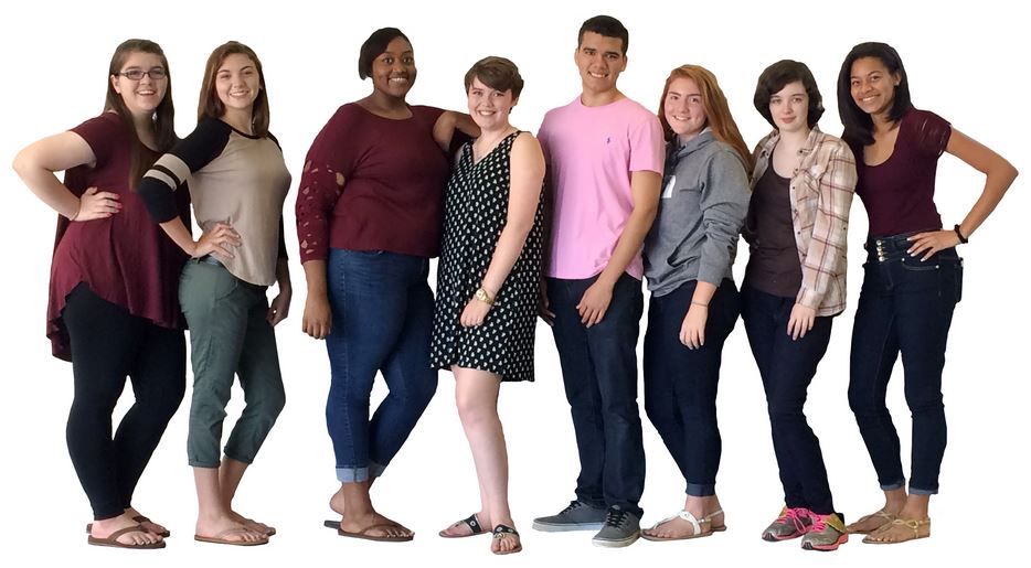 JMArts Summer Scholars ready for summer adventures are (from left): Alyssa Gaines, Elizabeth "Lizzy" Cheek, Jasmine Brower, Konner Williams, Michael Vasquez, Corrine Collison, Makani McKenzie and Karmen Brown.